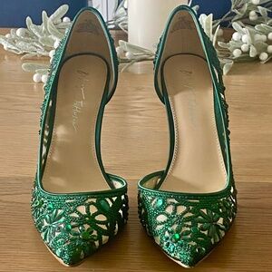 Betsey Johnson Rhinestone Pointed Heels Emerald Green Women's US 8.5M